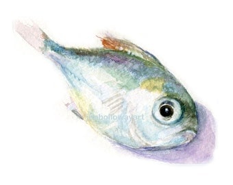 Watercolor Fish, Bait Print, Small Fish Print, Fish Print, Fish Art