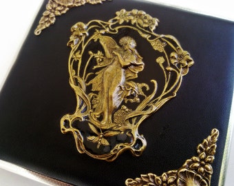 Gothic Cigarette Case Black Cigarette Holder Vintage Style Smoking Accessories Aged Brass Victorian Case Gift For Her