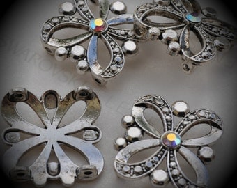 Large Genuine Silver Plated Swarovski Crystal Sliders Clear AB