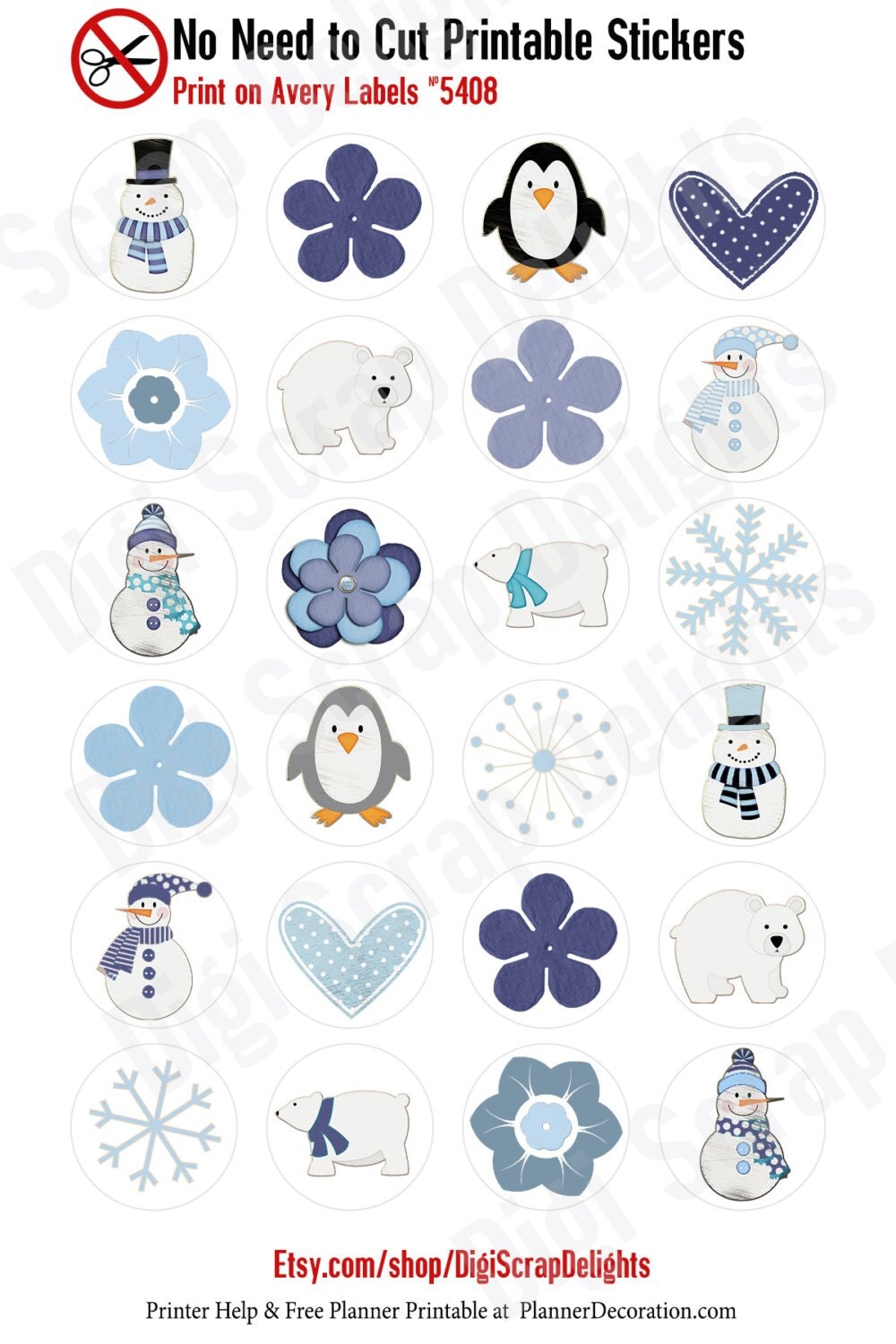 winter printable planner stickers print on avery label 5408