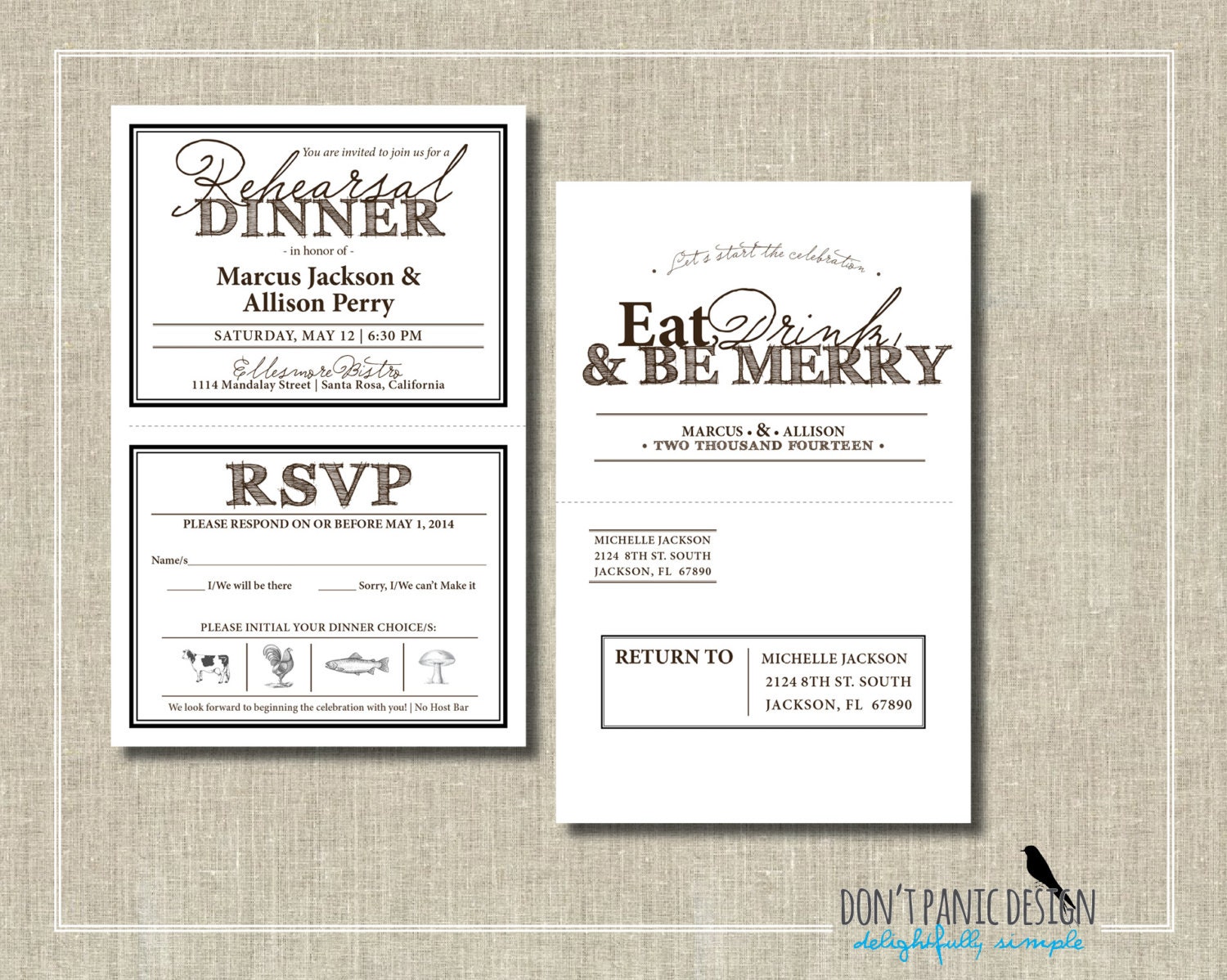 Printable Rehearsal Dinner Invitation with Tear by DontPanicDesign