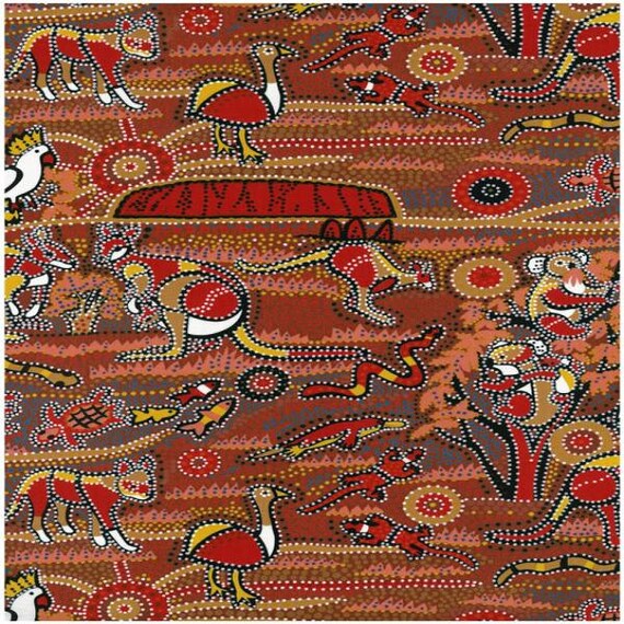Iconic Australiana Dreamtime Desert Fabric by FrangipaniFabrics