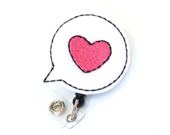 Speech Bubble - Audiologist ID Badge Clip - Felt Badge Reel - Cute Retractable Badge Holder - Speech and Hearing Badge Pull - BadgeBlooms