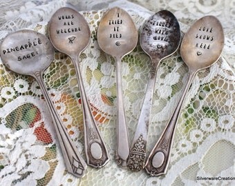 One Vintage Silverware GARDEN Herb Flower Vegetable MARKER - Garden Shabby Chic - Made to Order