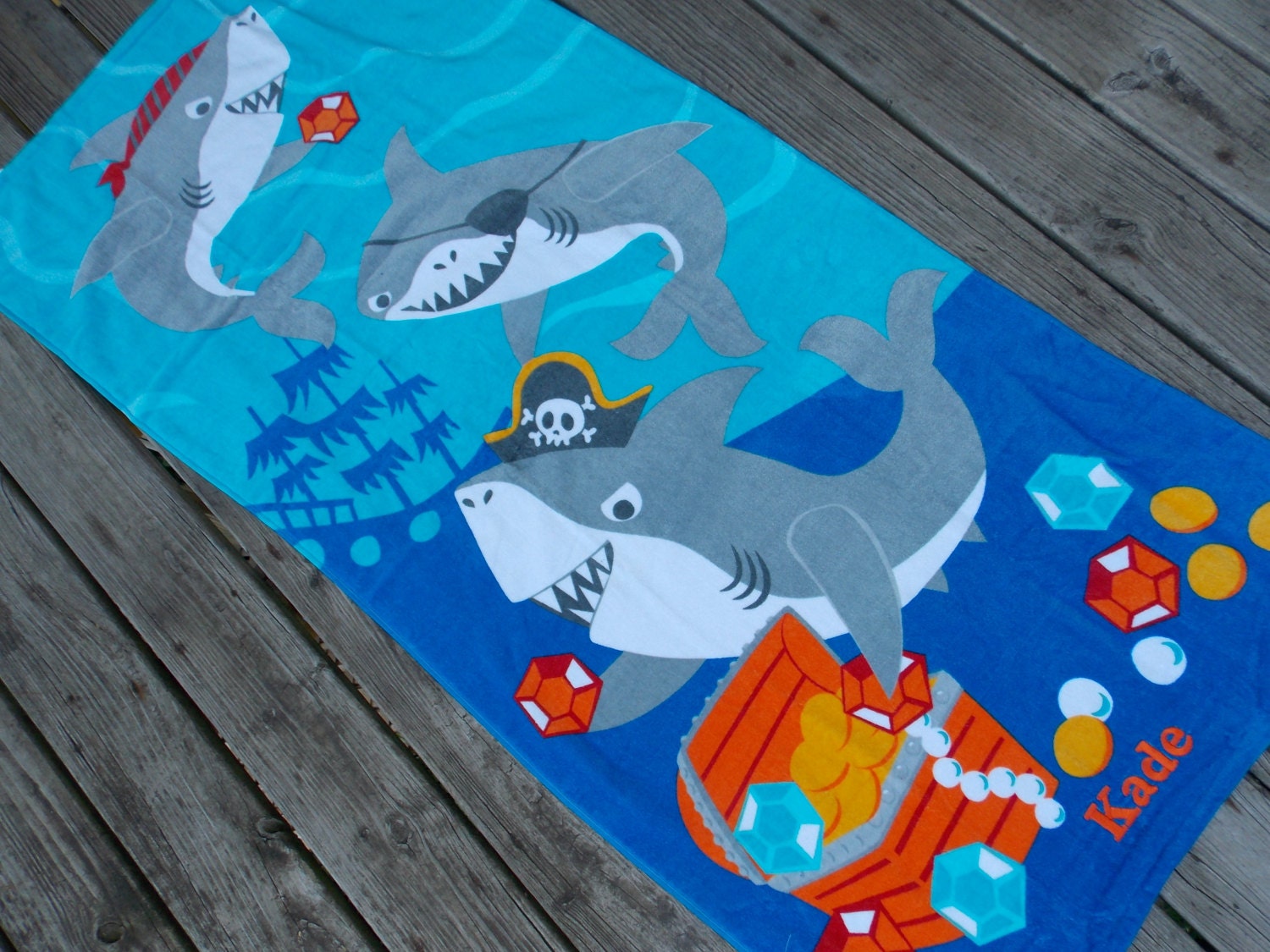 Shark Personalized Beach Towel Shark Towel Shark by Crafting4Caleb