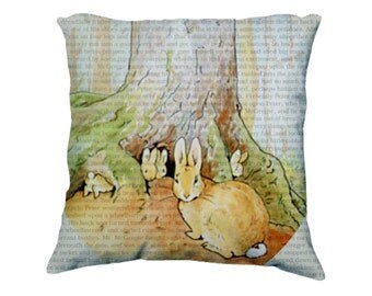 Peter Rabbit, Beatrix Potter Quote, Vintage Illustration, Nursery Decor, Nursery Pillow, Bookish Pillow, Library Decor, Teacher Gifts