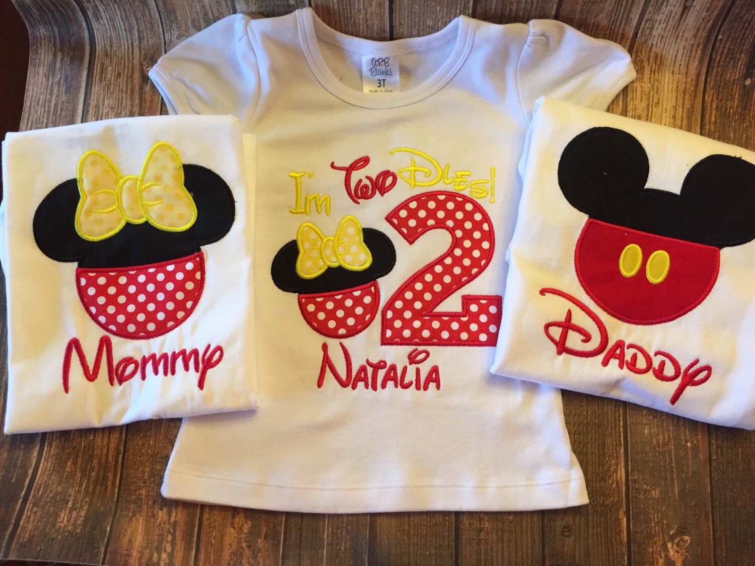 Girls second birthday minnie mouse shirt with matching parent