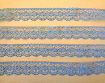 Scalloped Floral Lace Trim, Blue, 7/8" inch wide, 1 Yard, For Home Decor, Apparel, Accessories, Victorian & Romantic Crafts
