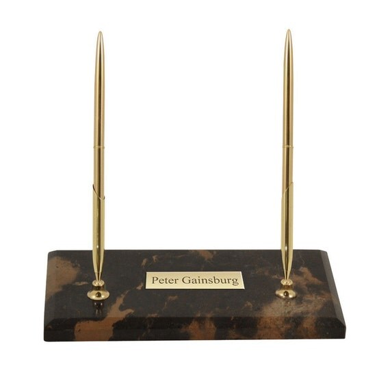 Engraved Marble Pen Stand with Two Pens by MemorableGift on Etsy