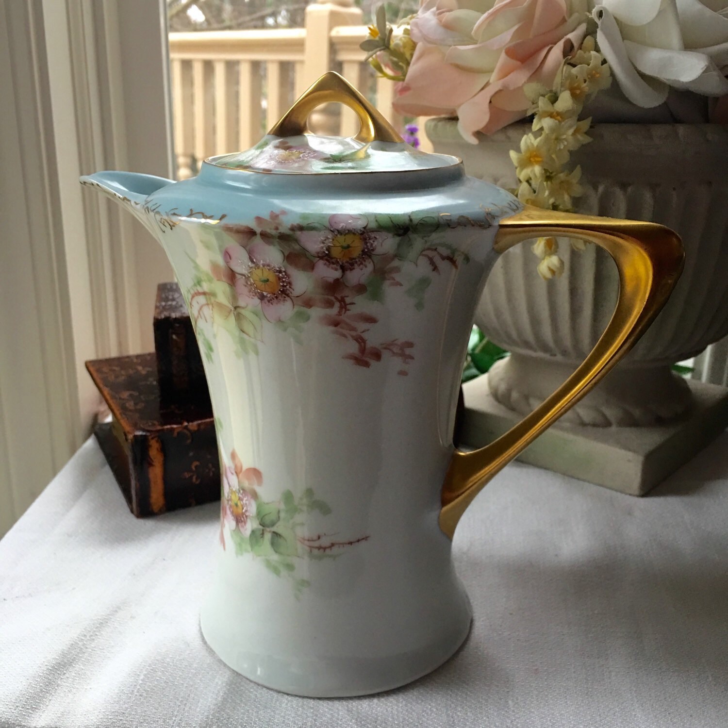 Antique Bavaria Chocolate Pot Hand Painted