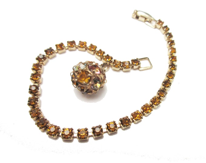 Weiss Amber Rhinestone Tennis Bracelet with ball charm