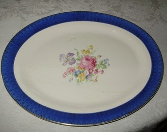 blue vintage oval platter