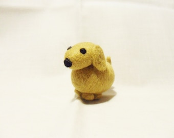 Needle Felted Dog - miniature brown dog figure - 100% merino wool - wool felt dog - needle felted animal - felt dog - minature dog