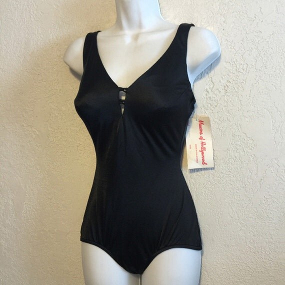 NOS Vintage Maxine Of Hollywood Classic Black Bathing Suit