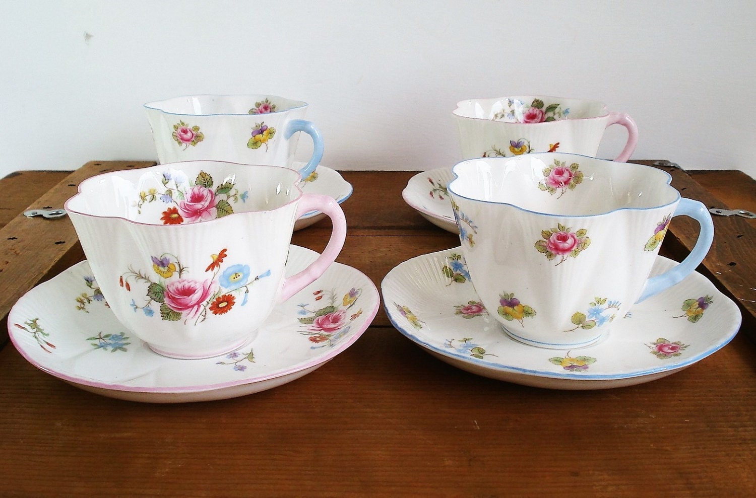Vintage Tea Cups Saucer Shelley England Fine Bone China Tea