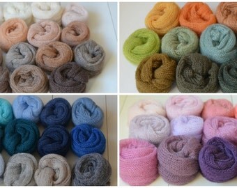 Knit Mohair wrap Newborn Photography prop - layer, blanket, swaddle, wrap, knot or just add color - choose from 49 colors