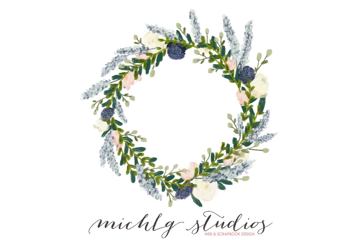 18 Digital clip art floral wreaths & flowers PNG clipart