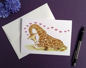 Giraffe Valentine Card, Blank Anniversary Card, Congratulations New Baby Card, Wedding Card, Gift for Her, Valentines Giraffe
