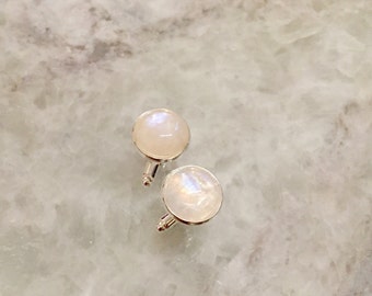Rainbow Moonstone Cufflinks/ Moonstone Cufflinks/ Stone Cufflinks/Cancer Birthstone