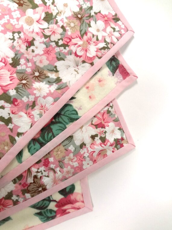 Pink roses dish drainer Dish drying mat Shabby kitchen cloth