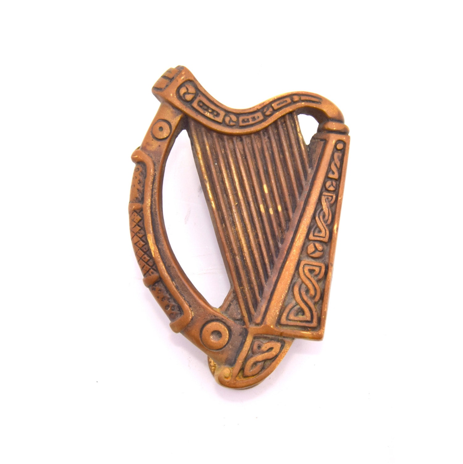 Antique Irish Harp Door Knocker Celtic Brass by KnockPlease