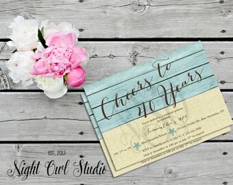 Cheers to 40 Years Invitation--Beachcomber--Weekend Getaway Invite--Birthday Invite--Printable