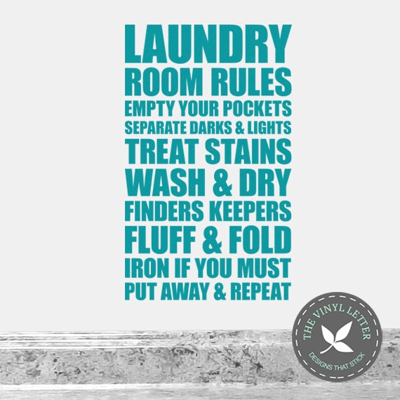 Laundry Room Rules Vinyl Wall Decal Sticker