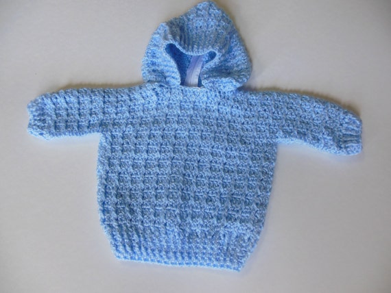 Blue baby boy hooded sweater with back zipper 0-3 month made