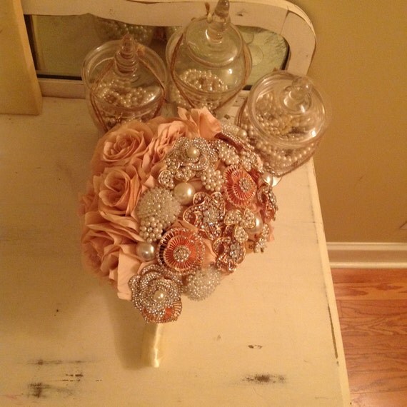 Custom Cascading Brooch Bouquet Tear Drop Bouquet