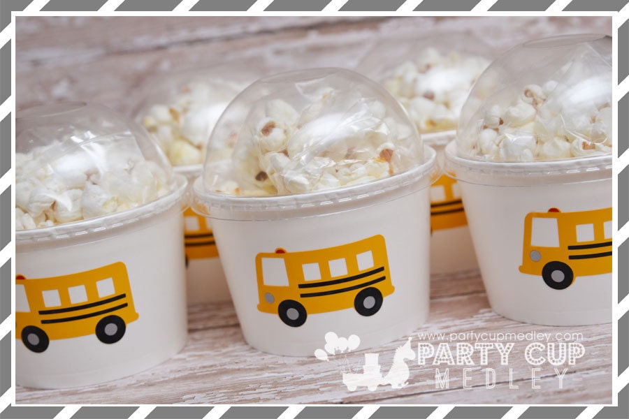 School Bus Birthday Party Set of 8 or 12 Mini Snack Cups