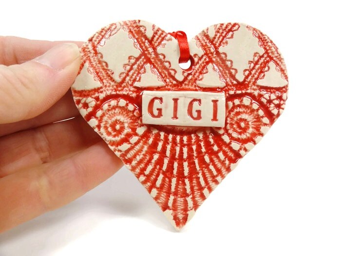 Gigi heart ornament grandmother gift gigi by magicmoonpottery Gigi heart ornament grandmother gift gigi by magicmoonpottery