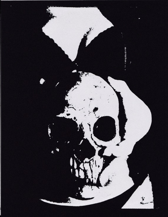 Original Screen Print Of Woman with Skull