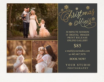Christmas Mini Session Template - Photography Marketing Board - Christmas Minis - Photoshop Template 024 - ID267, Instant Download