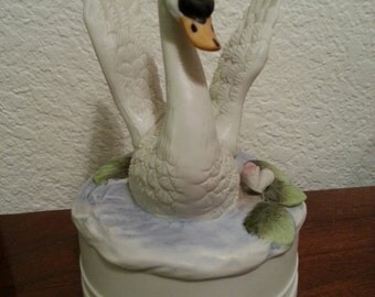 Ceramic Swan Musical Figurine