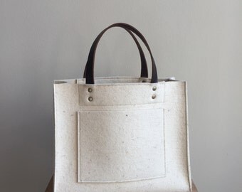Merino Wool Felt Handbag - Cream