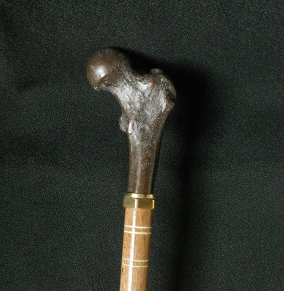 Steampunk Cane Walking Stick Femur Hip Bone Bronze Coldcast