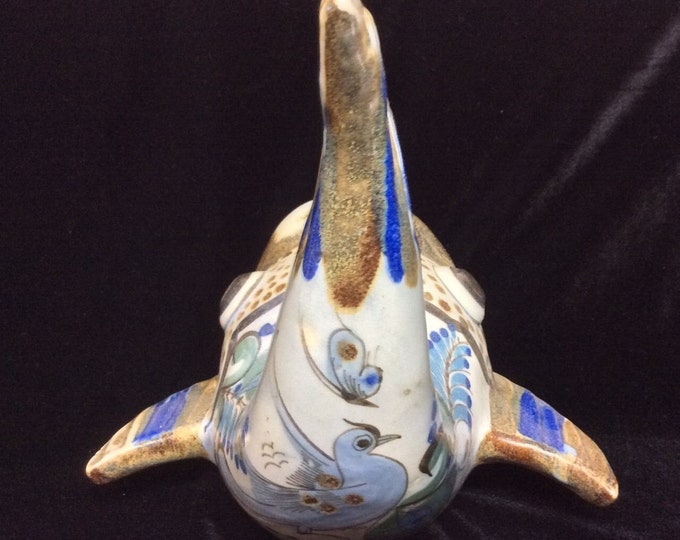 Mexican Pottery Fish Figurine, Dish Kitchen Soap Caddy, Mexico Folk Art, Pescado