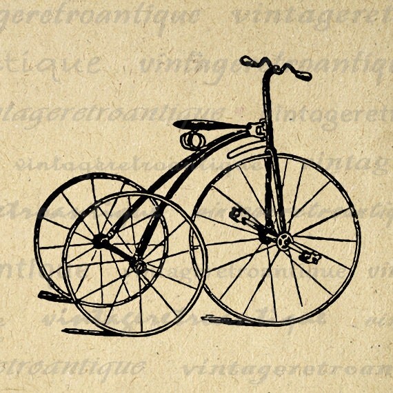 Printable Digital Antique Tricycle Bicycle by VintageRetroAntique