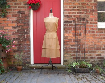 1950s skirt set / 50s silk two piece / vintage gold blouse and tiered skirt / mid century suit