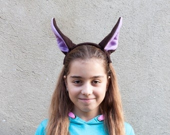 Bat Ears Headband, Bat Costume, Brown and Purple Ears Head Band, Children's or Adult's Photo Prop, Pretend Play