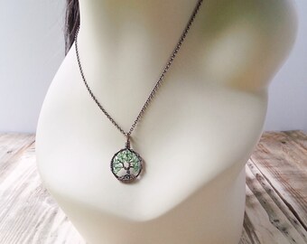 Peridot Tree-of-Life Necklace, August birthstone, rustic necklace, August pendant, Peridot necklace, boho jewelry cheap