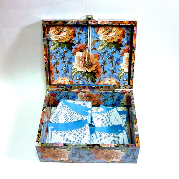 Boho jewelry box Decoupage jewelry storage Wooden jewellery