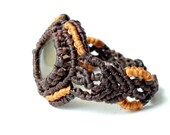 Macrame Ring, Brown Macrame, Citrine Macrame, Micro Macrame, Aries, Gemini, Leo, Libra, Sacral Chakra, Crown Chakra, Solar Plexus Chakra