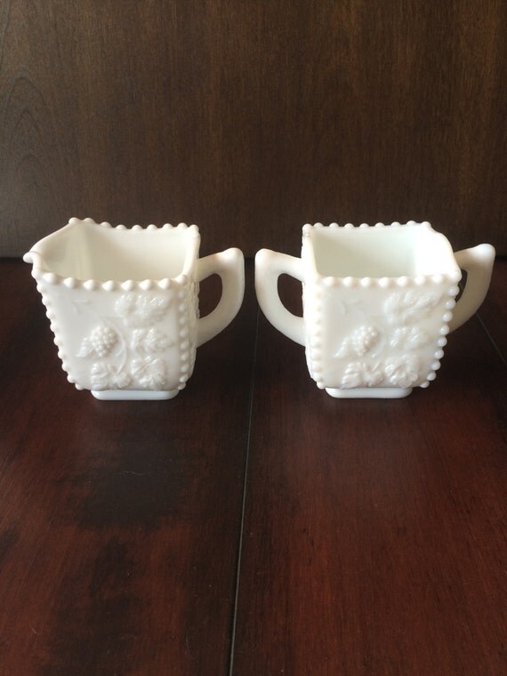 Milk Glass Sugar Bowl and Creamer Westmoreland Milk Glass