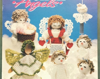Kitchen's Angels crochet pattern booklet 602A, kitchen / shower gifts pattern, vintage Annies Attic pattern 1992