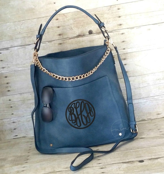 Monogram Large Hobo Purse Monogrammed Light by MaBrownMercantile