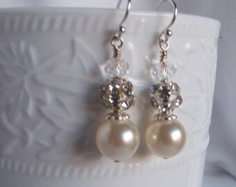 Romantic Pearl Earrings - Pearl Crystal Sparkle Earrings - Bridal Shop - Summer Weddings - Gifts for Moms - Prom Earrings - Bridal Earrings