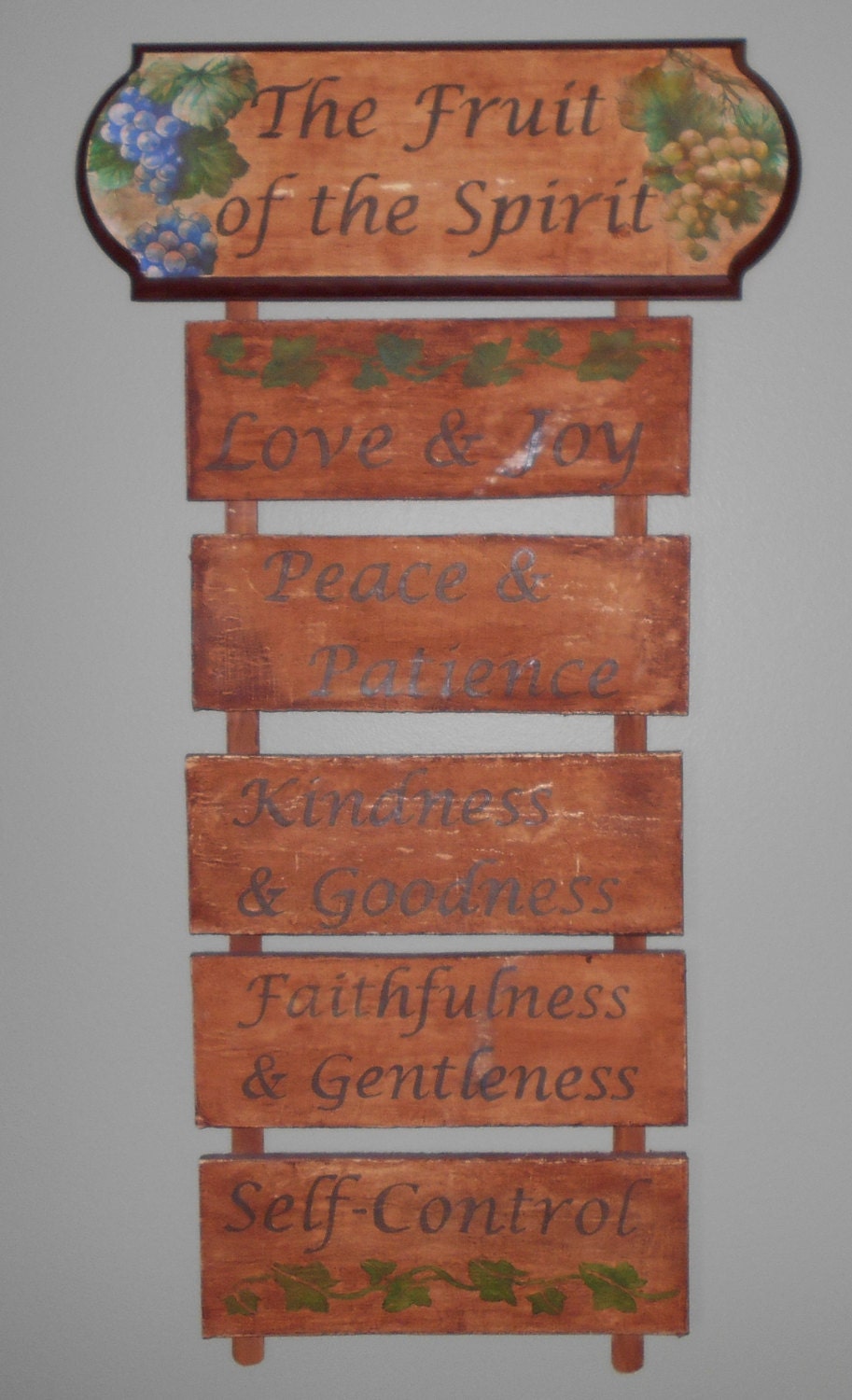 Wall Hanging of The Fruit Of The Spirit on Recycled Wood and