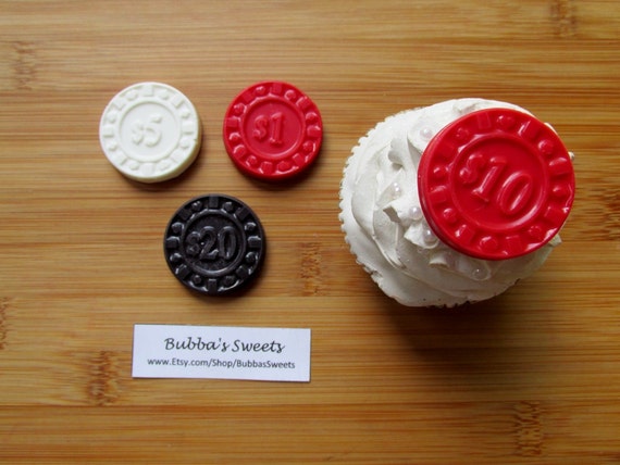 Poker chip cupcake toppers