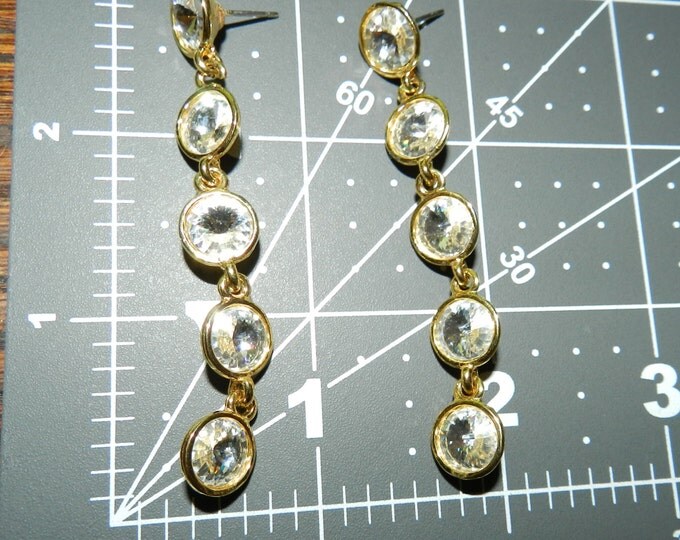 Vintage Shoulder Duster CRYSTAL Earrings, Pierce Post Dangling Earrings Bridal Ball Prom Vintage Jewelry, Gift for Her